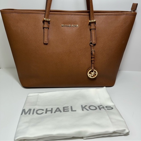 Michael Kors Jet Set Tote Luggage Brown Saffiano Large - Picture 6 of 14